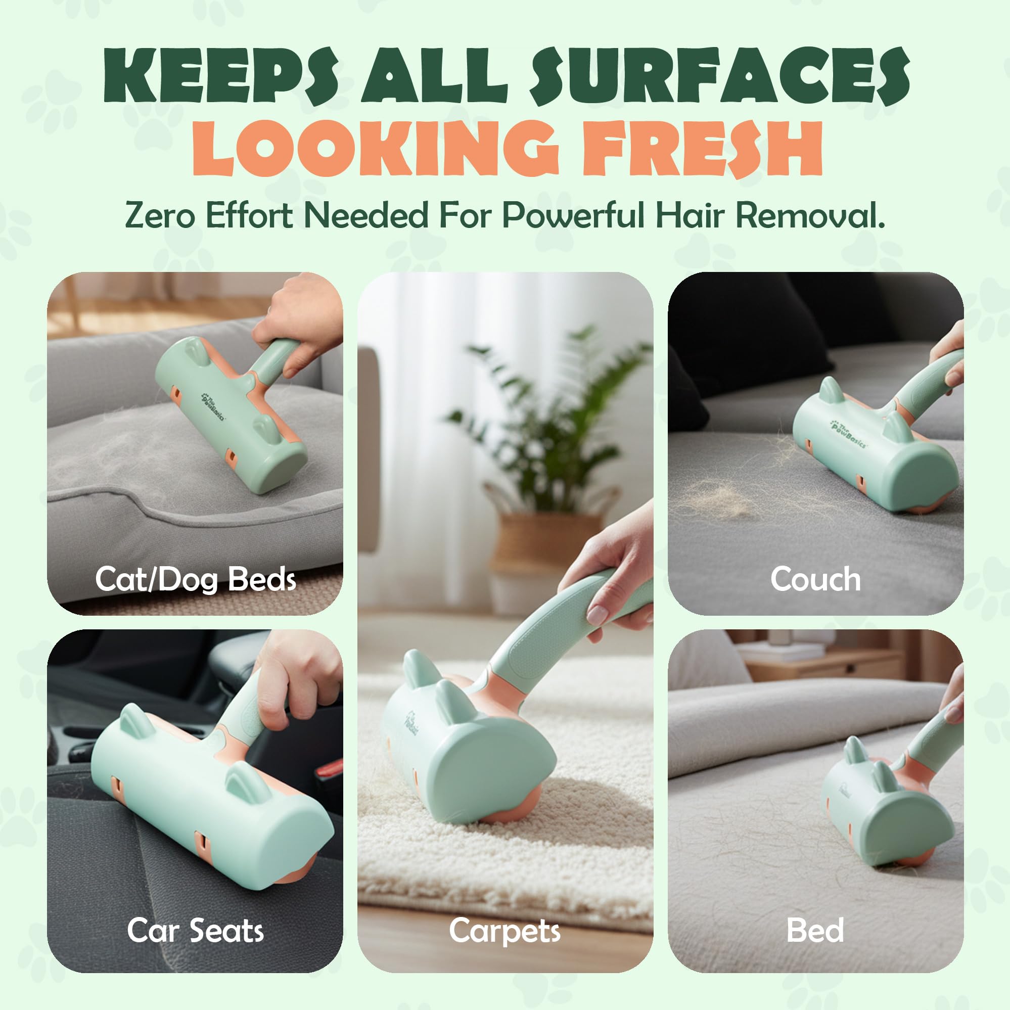 ThePawBasics reusable lint roller cleans cat tree fur without waste