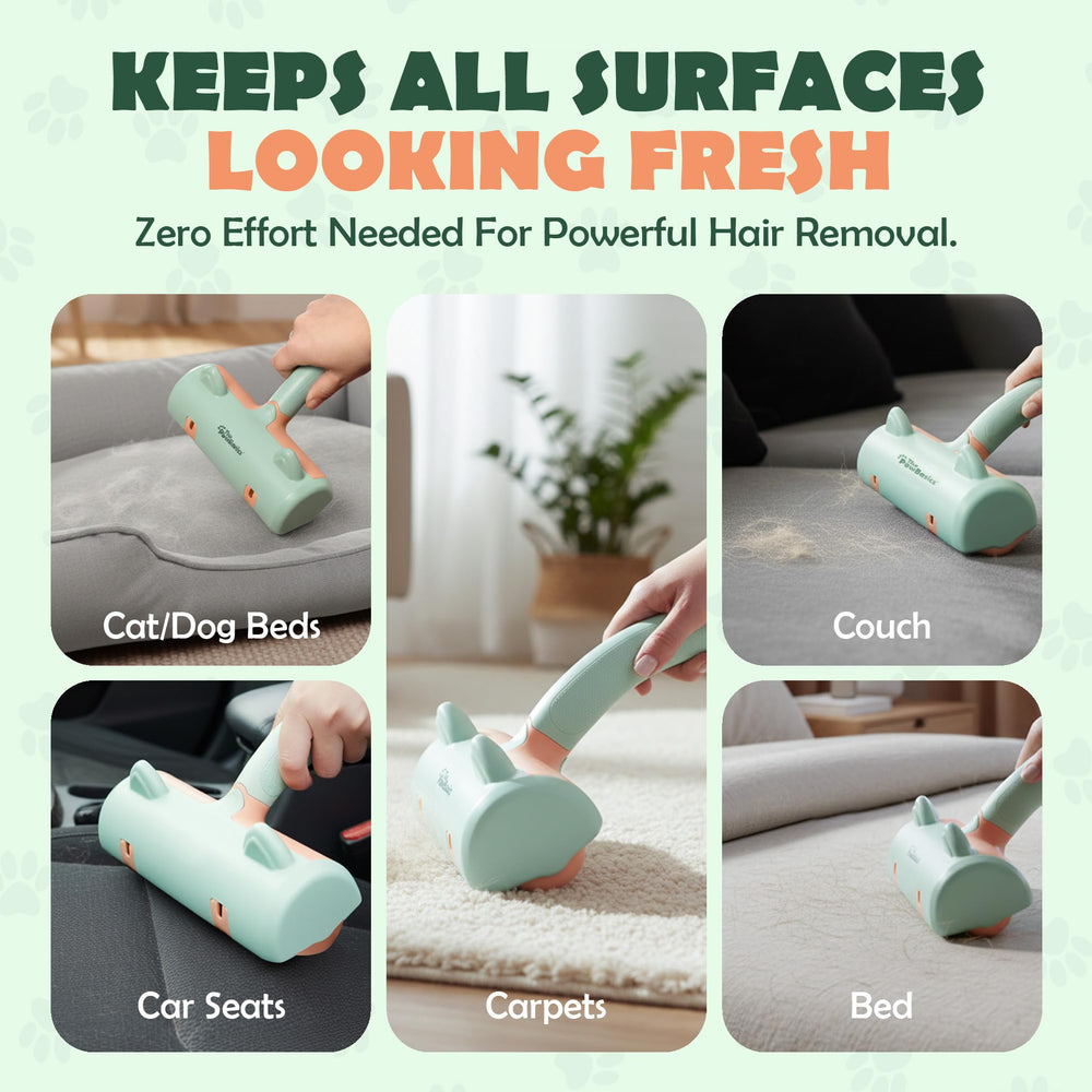 ThePawBasics reusable lint roller cleans cat tree fur without waste
