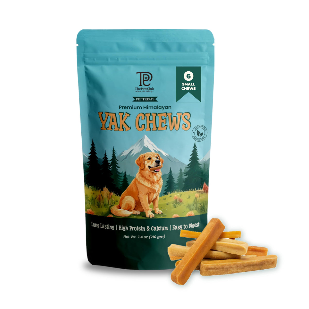 ThePawClub Himalayan Yak Cheese chews pack with six small bars for dental enrichment.