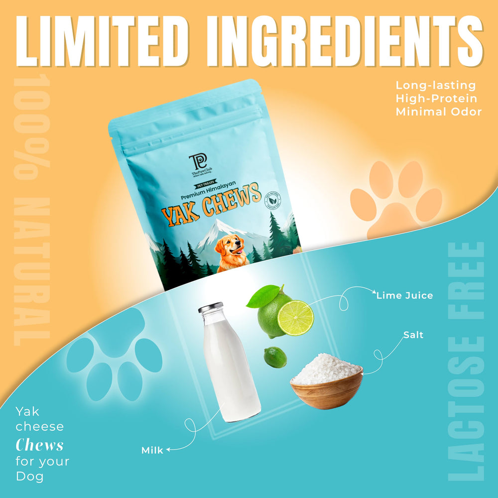 ThePawClub simple 3-ingredient recipe label on yak cheese chews.