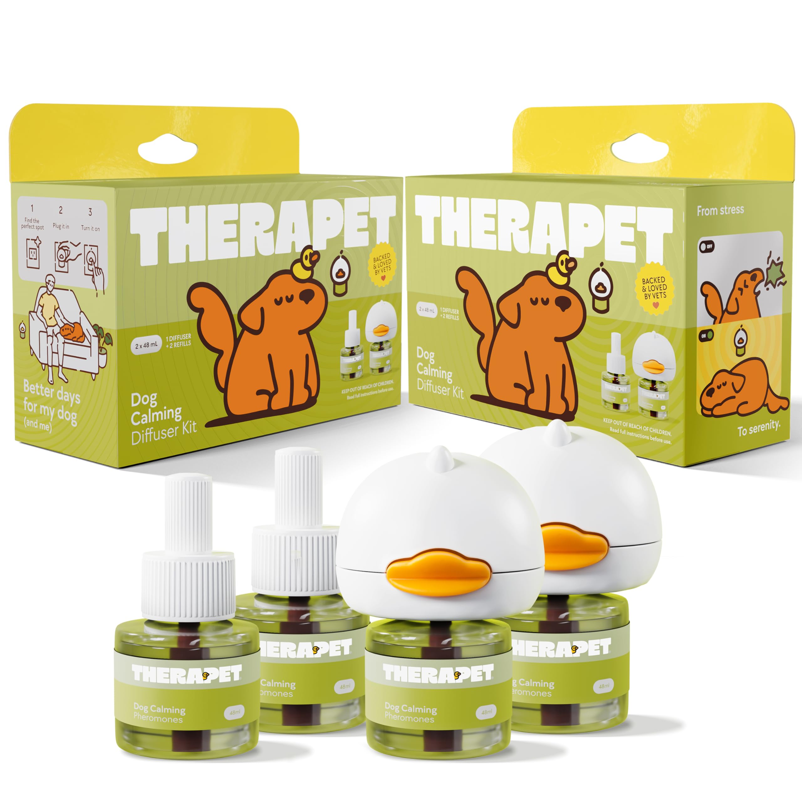 TherapetMD 2-pack dog calming diffuser kit ready for multi-room use