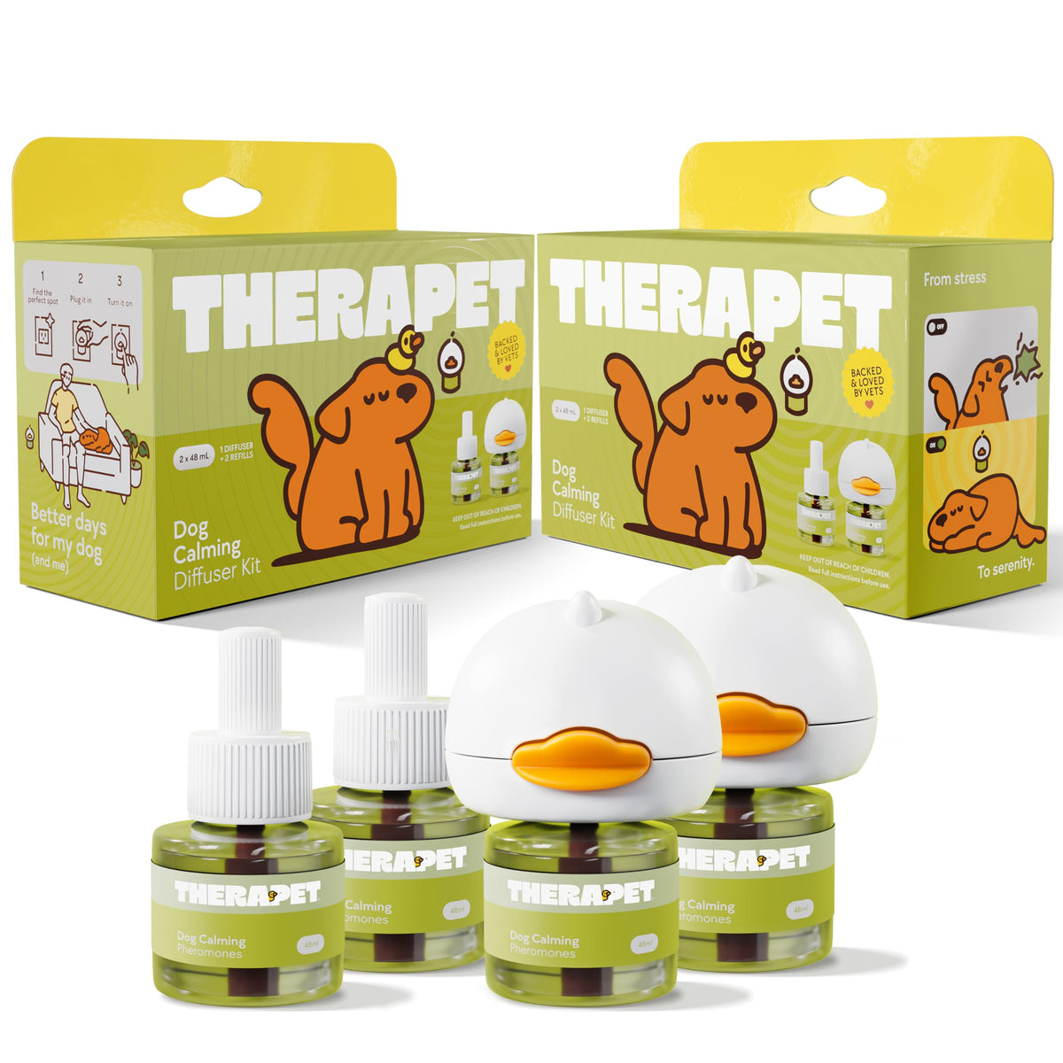 TherapetMD 2-pack dog calming diffuser kit ready for multi-room use