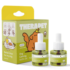 TherapetMD dog calming diffuser refill 2-pack shows a 60-day supply for anxious dogs.