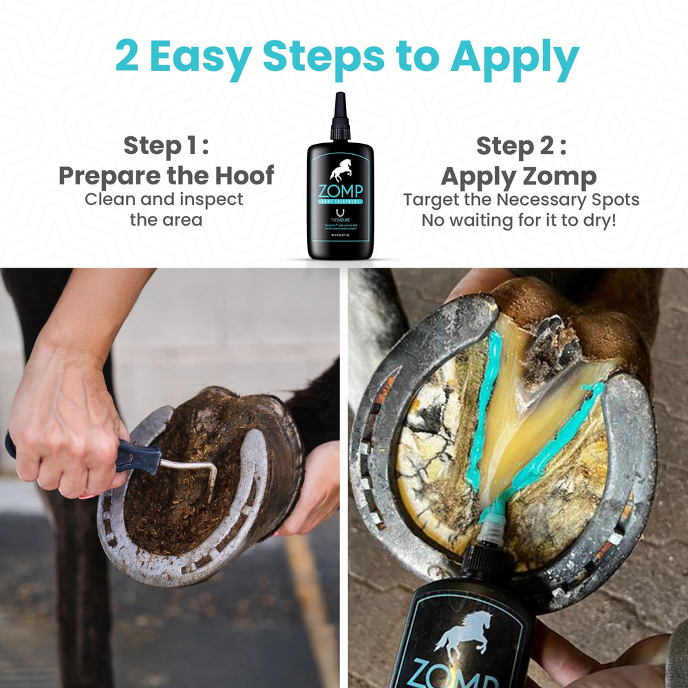 Therazure Zomp being applied to a hoof illustrates quick, controlled dosing.