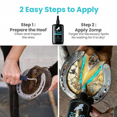 Therazure Zomp being applied to a hoof illustrates quick, controlled dosing.
