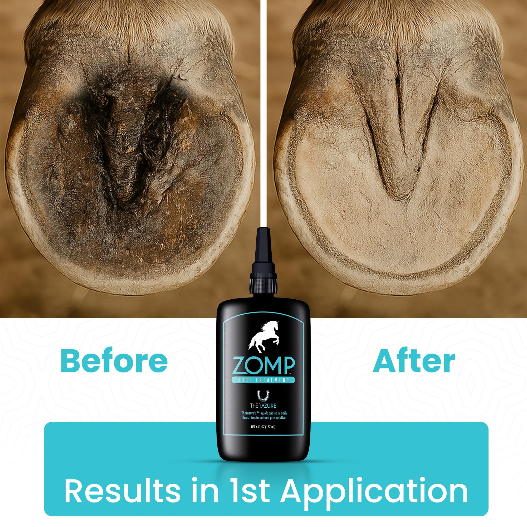 Therazure Zomp in muddy conditions demonstrates staying power during hoof care.