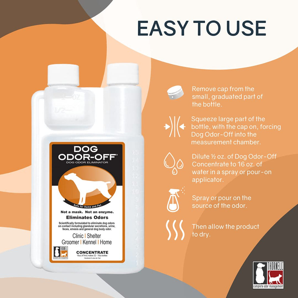 Thornell Dog Odor-Off dilution setup for effective odor elimination