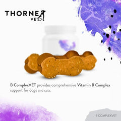 Close-up of ThorneVET B ComplexVET label highlighting the full B vitamin blend.