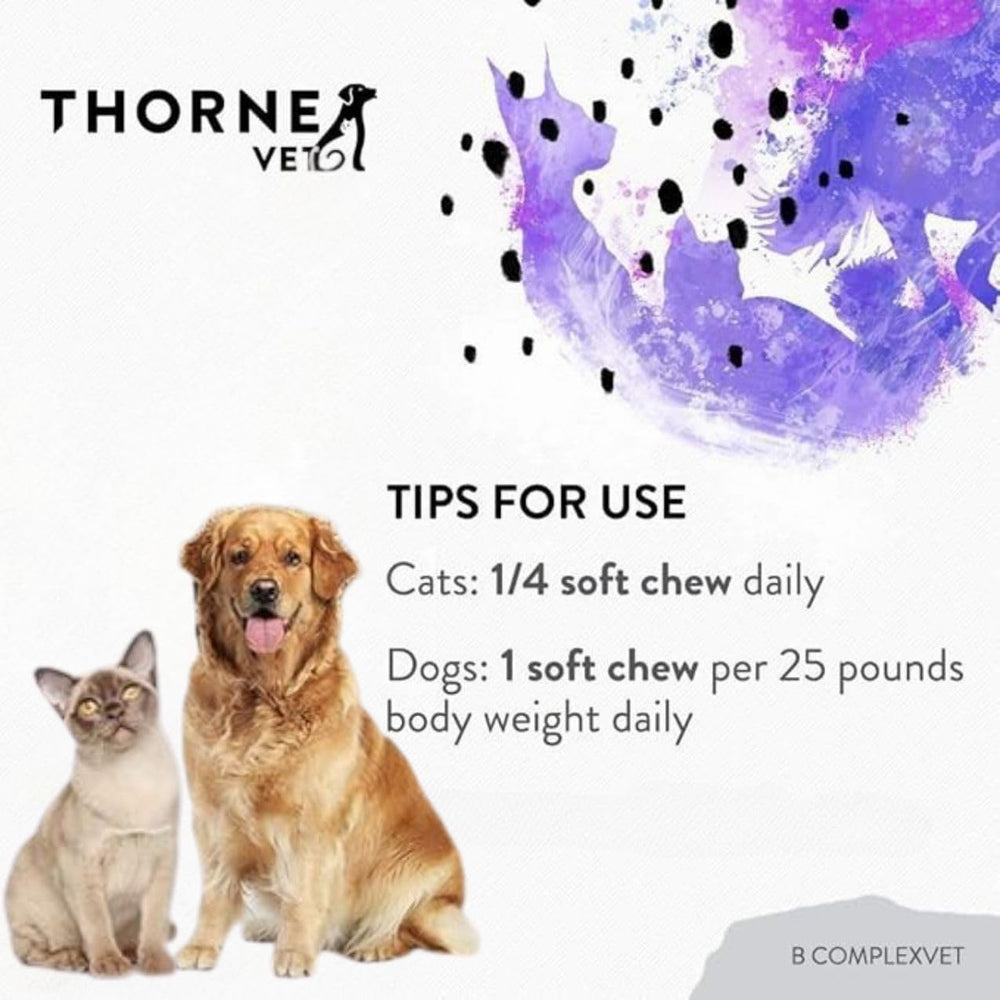 Serving suggestion showing ThorneVET B ComplexVET chews.