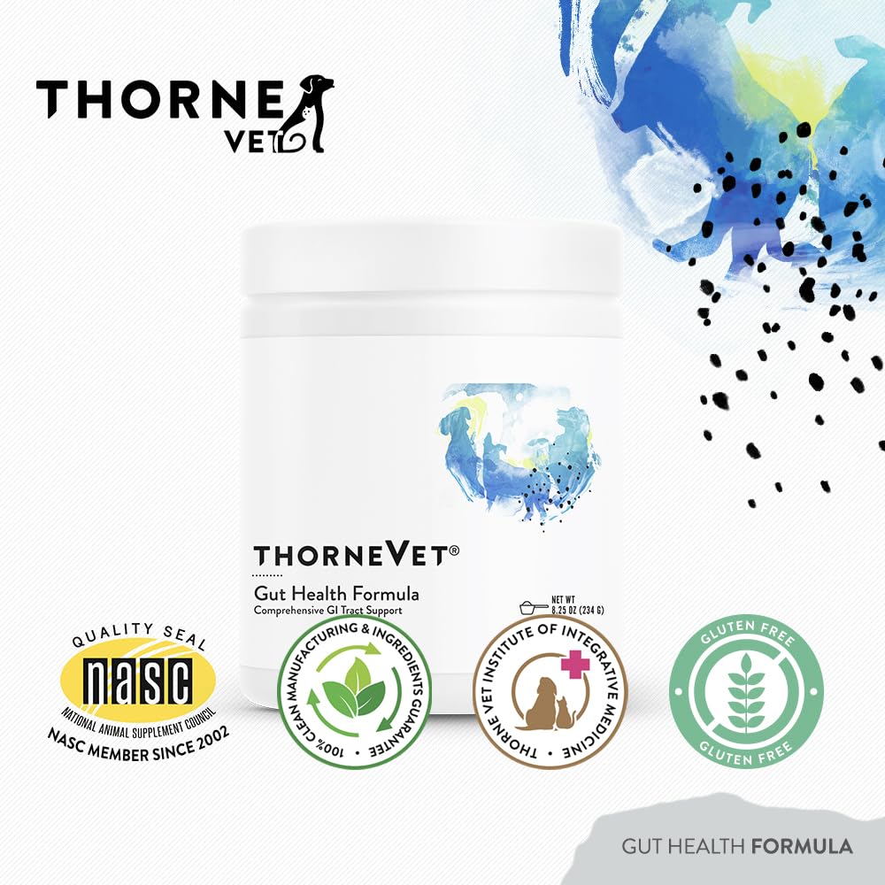 ThorneVET Gut Health Formula label detail showing key digestive ingredients
