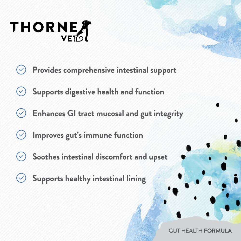 ThorneVET Gut Health Formula powder being poured for easy meal mixing