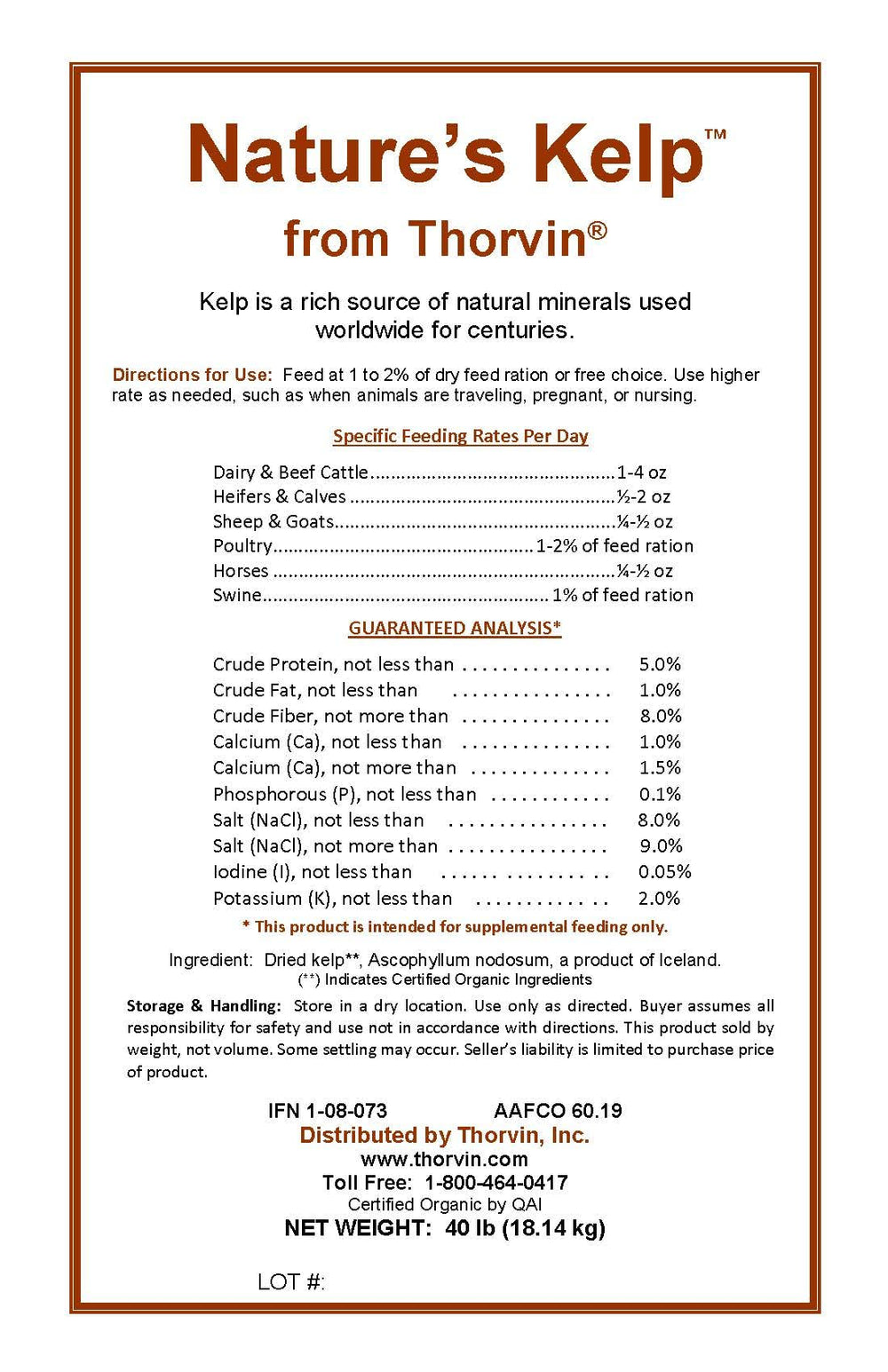 Thorvin Organic Kelp Meal in feed improves nutrient intake and health for herd and companions