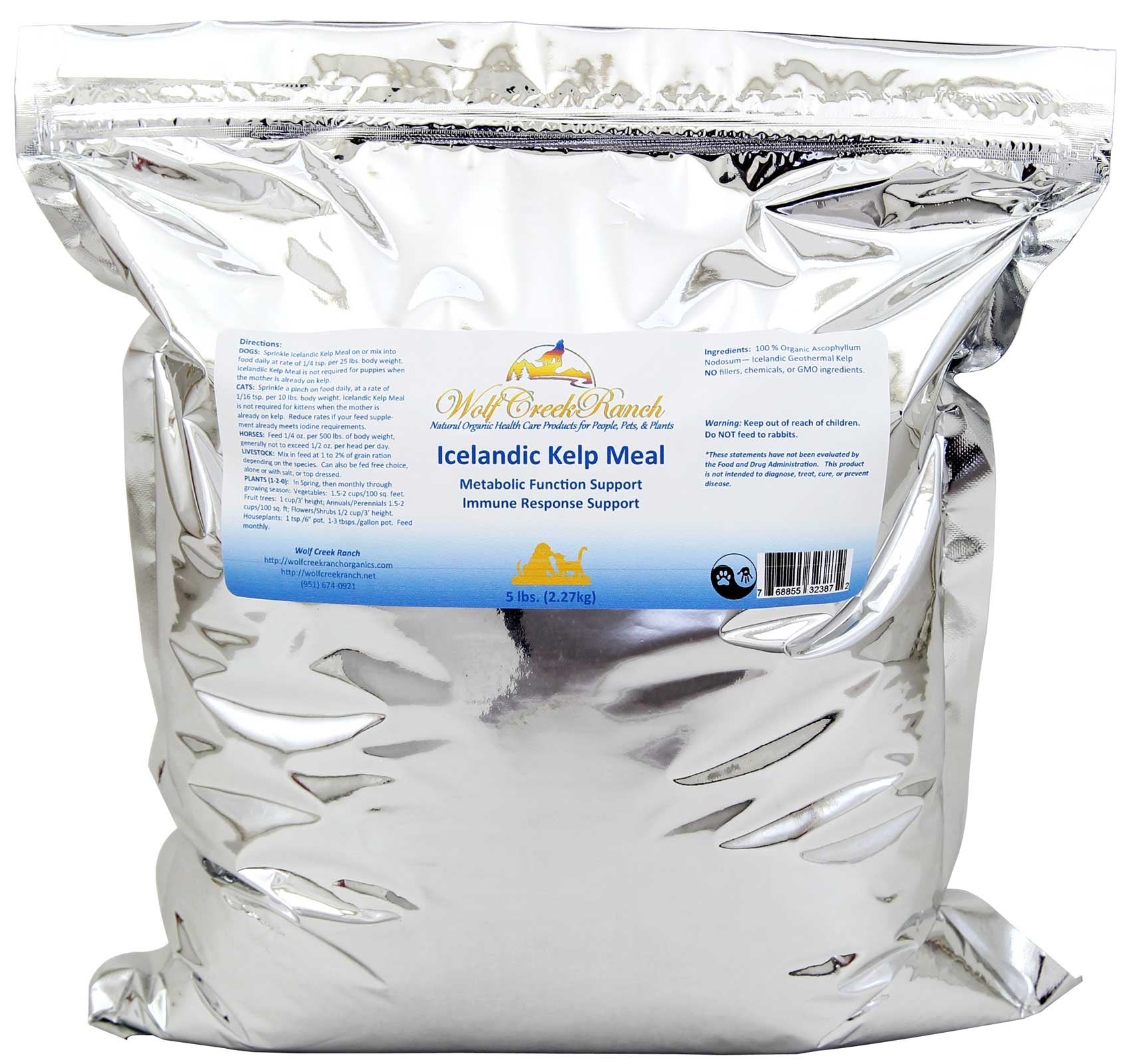 Thorvin Wolf Creek Ranch Icelandic Kelp Meal bottle for pets and garden use.