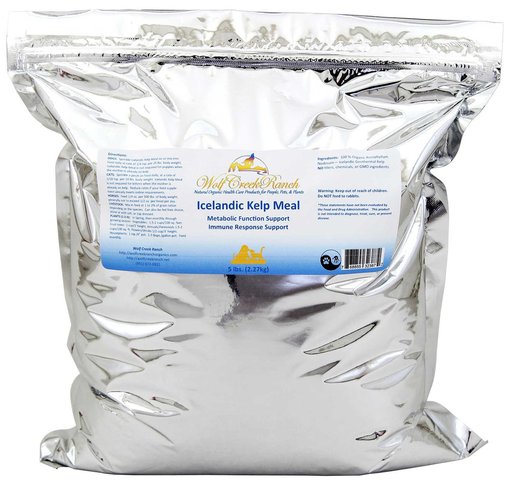 Thorvin Wolf Creek Ranch Icelandic Kelp Meal bottle for pets and garden use.