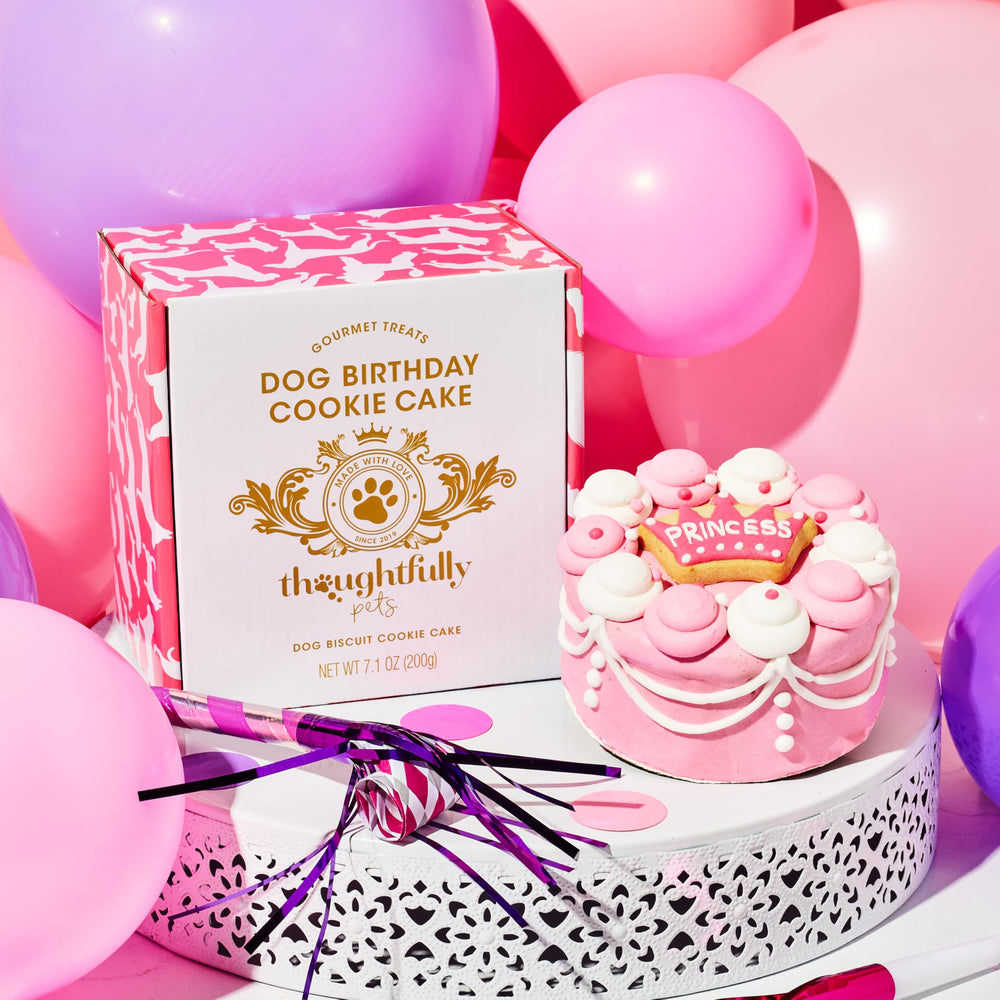 Thoughtfully Pets gift basket-ready packaging, perfect for gifting to a party-loving pup.