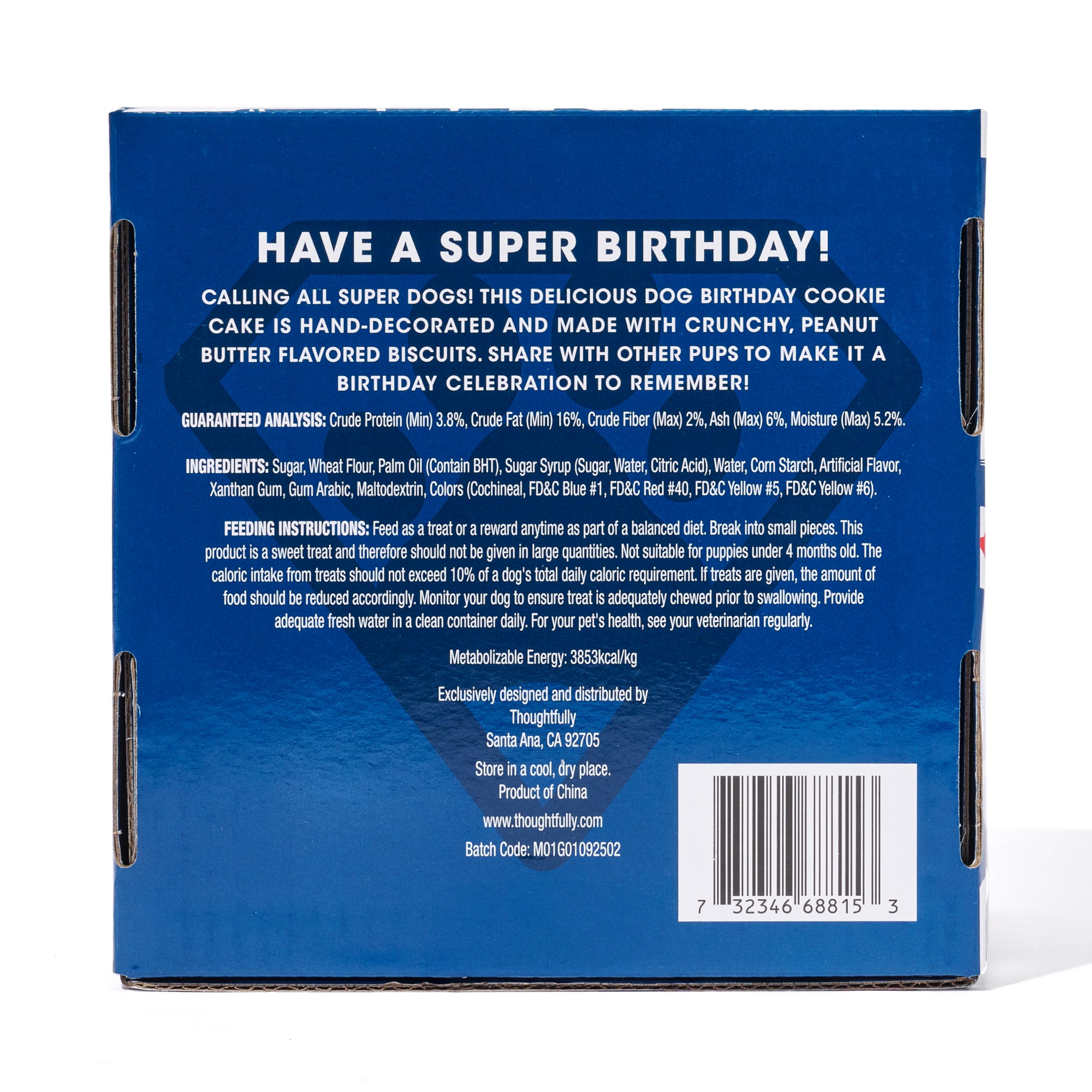 Thoughtfully Pets superhero dog birthday cookie cake ideal for a tiny celebration with friends.