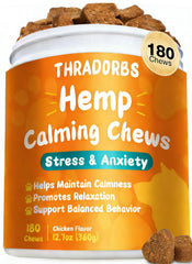 THRADORBS dog calming chews bottle for long-term calm support