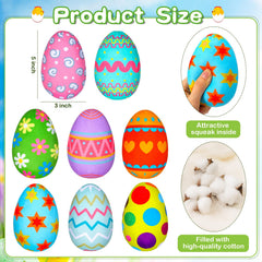 Threan dog eggs with vibrant patterns, ideal for photoshoots and Easter fun.