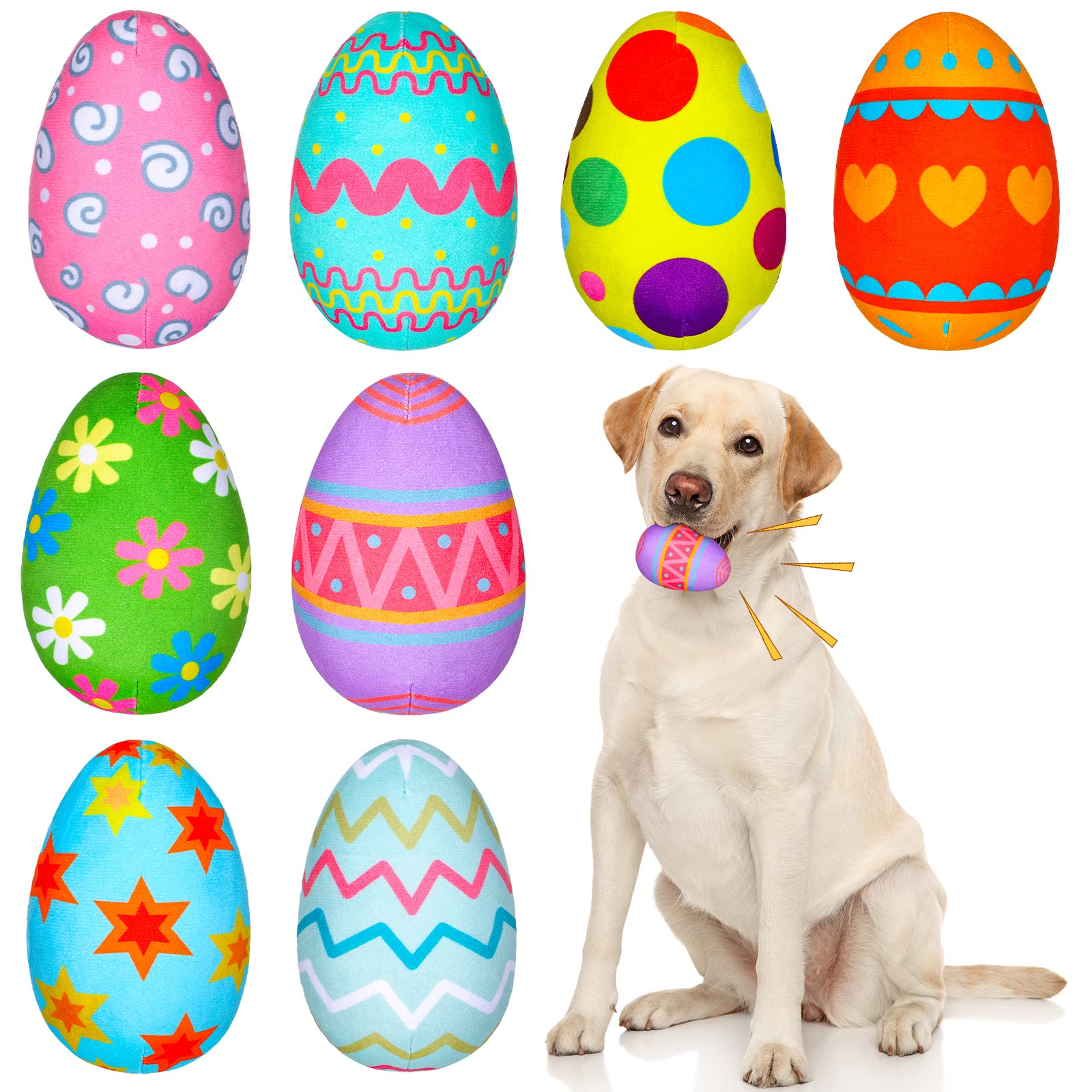 Threan Easter egg dog toy pack with squeaker for interactive play.