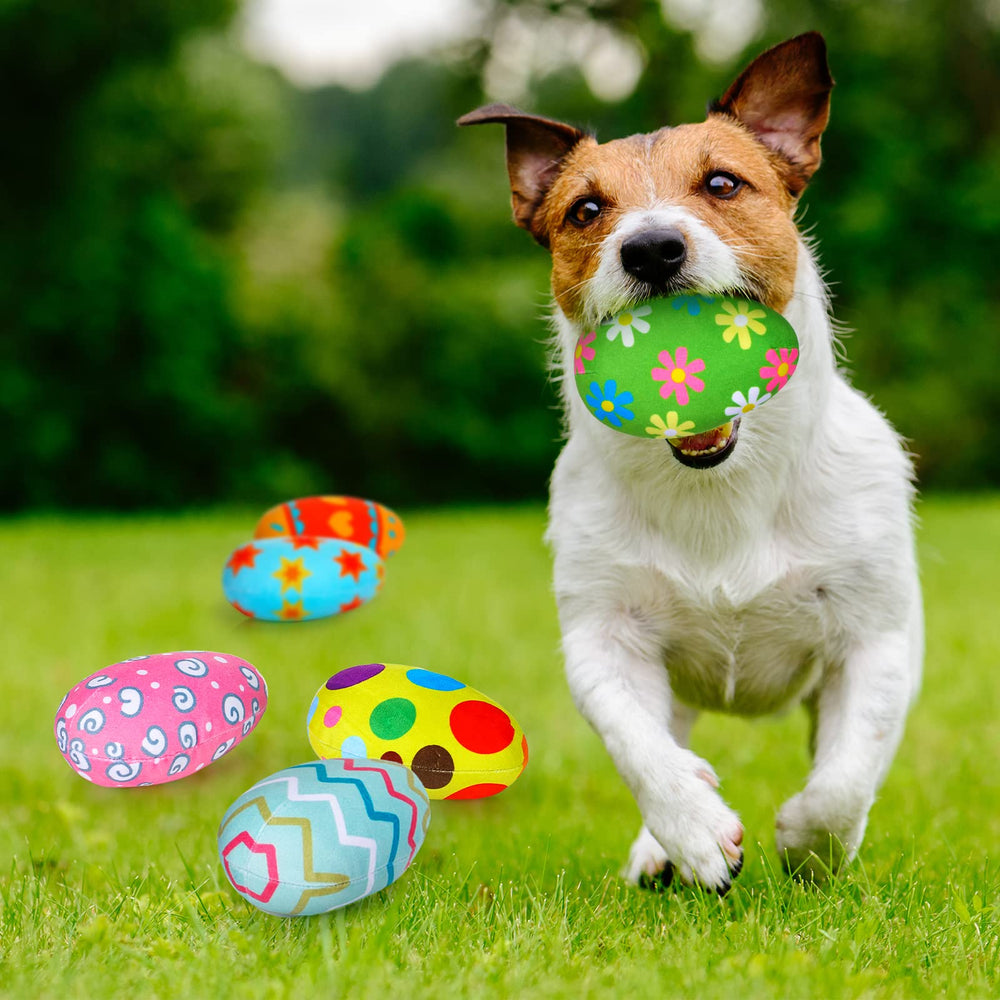 Threan Easter eggs shown in supervised play for safe enjoyment.