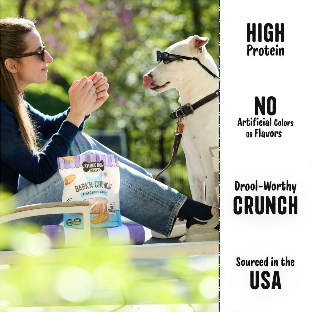 Three Dog Bakery Bark'N Crunch high-protein snack for dogs
