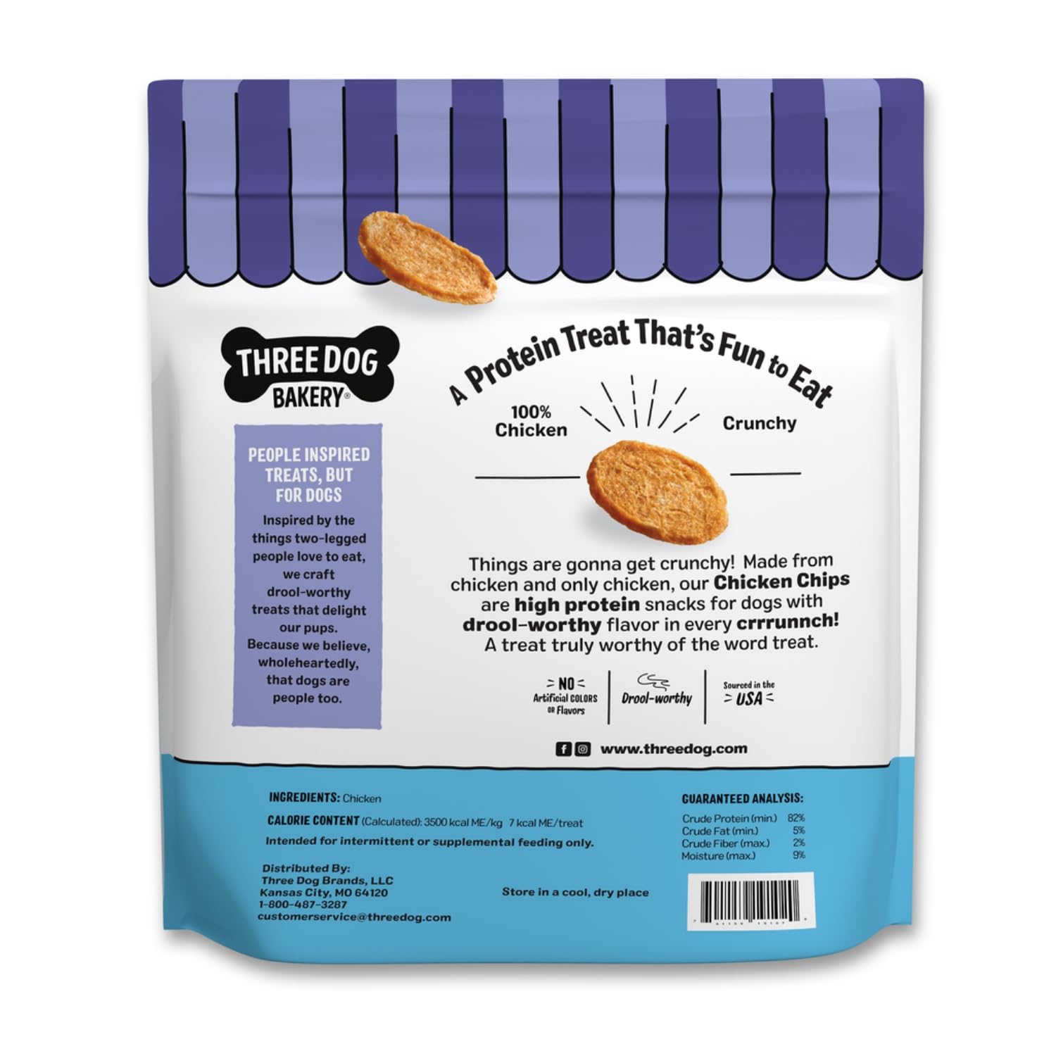 Three Dog Bakery Bark'n Crunch close-up of crunchy chips ideal for training rewards.