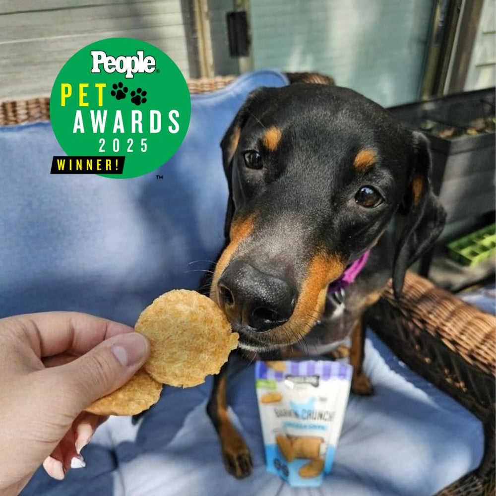 Three Dog Bakery Bark'N Crunch grain-free no-corn no-soy label.