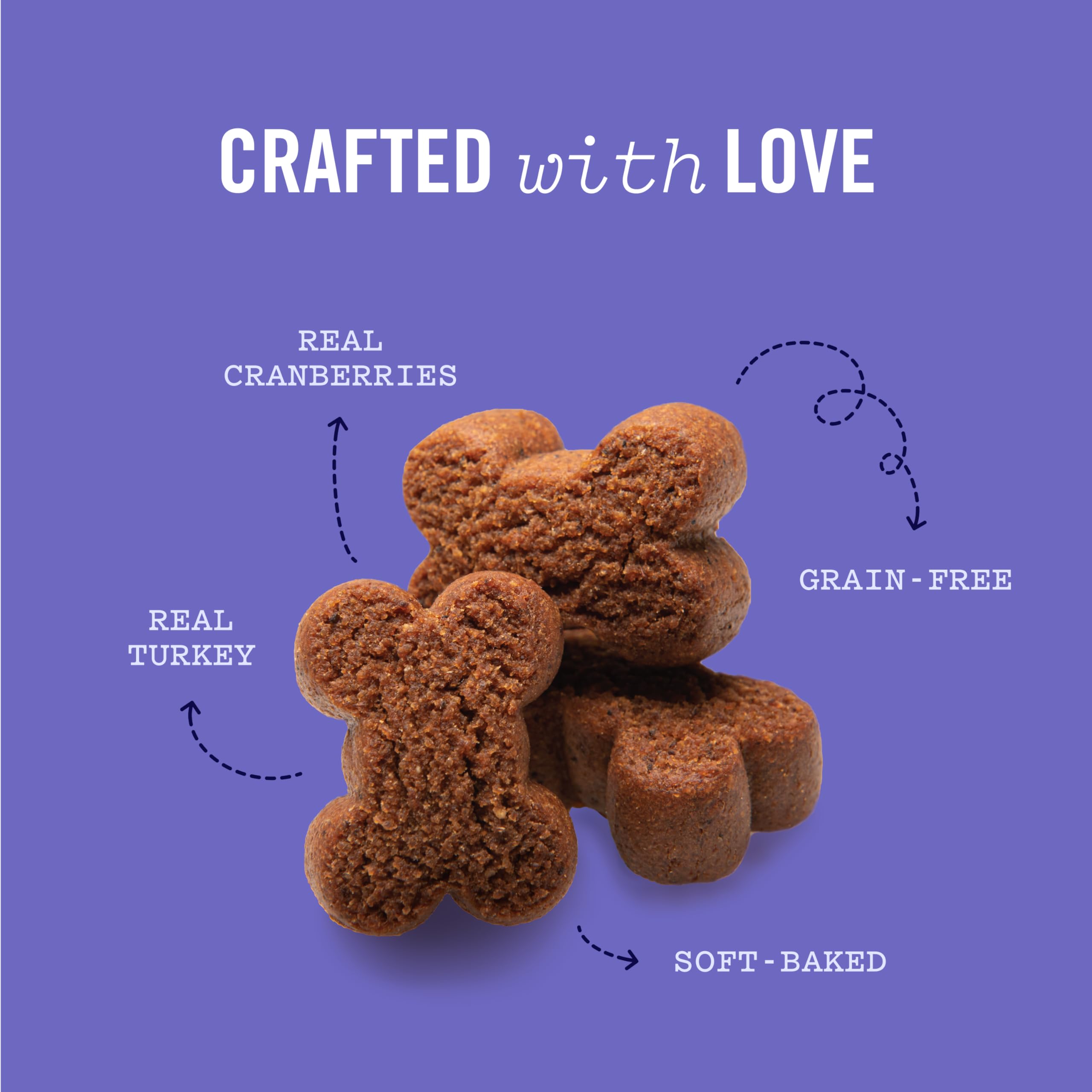 Three Dog Bakery grain-free treats in a resealable pouch for freshness.