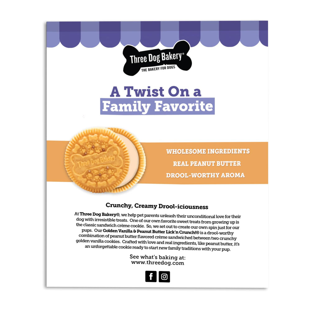 Three Dog Bakery small-batch baked treats provide fresh flavor for dogs.