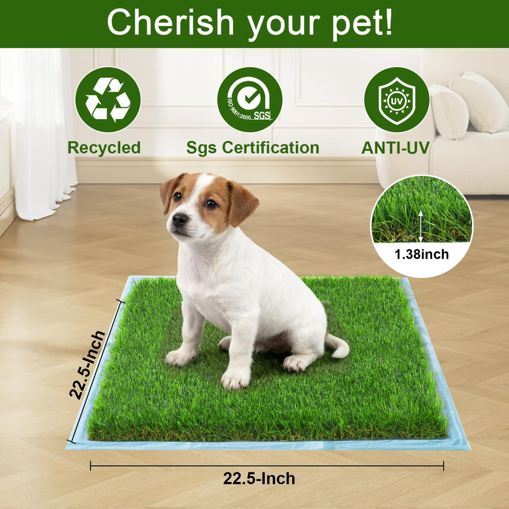 Three Oranges indoor puppy potty grass provides a realistic sensation for dogs.