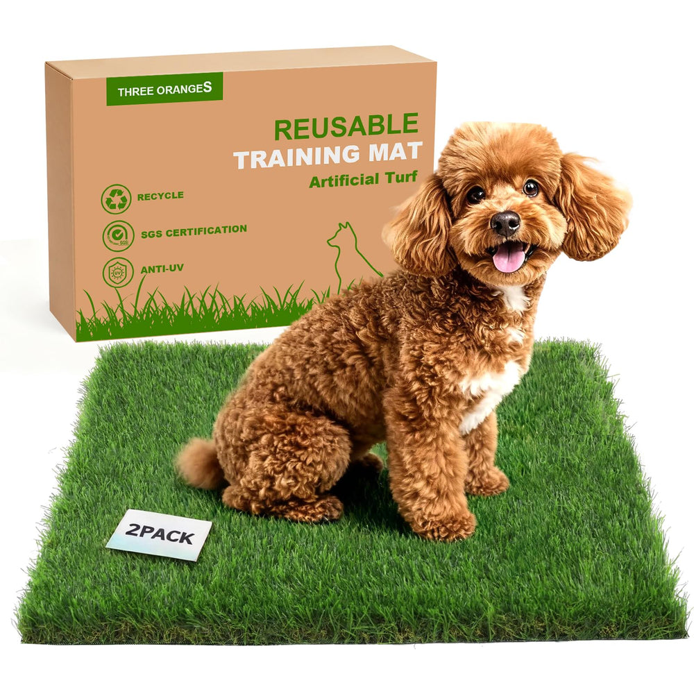 Three Oranges washable grass pad 18x23 for dog potty trays, easy to clean and reuse.