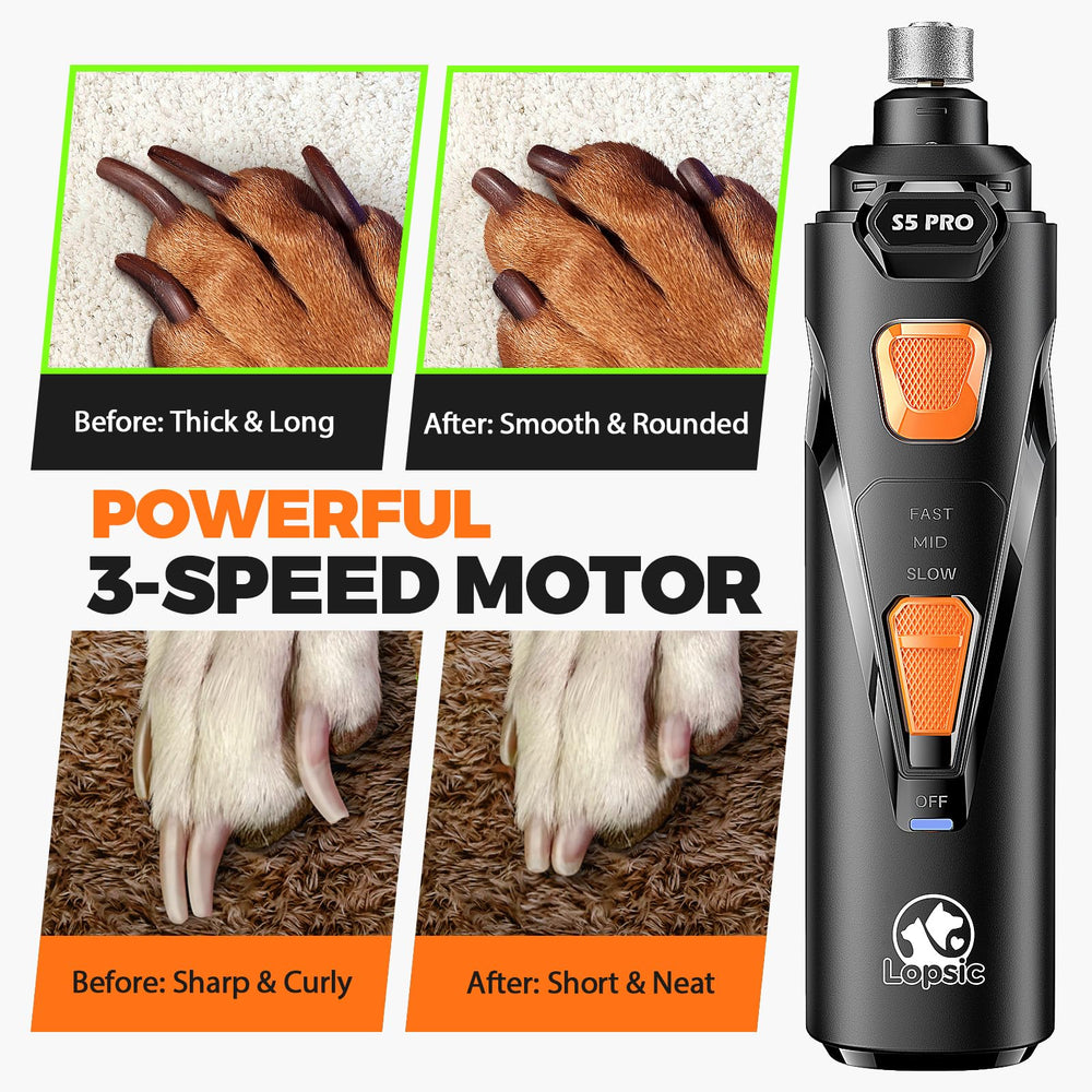 Three-speed motor on the Whisper Quiet Grinder for small to large dogs.