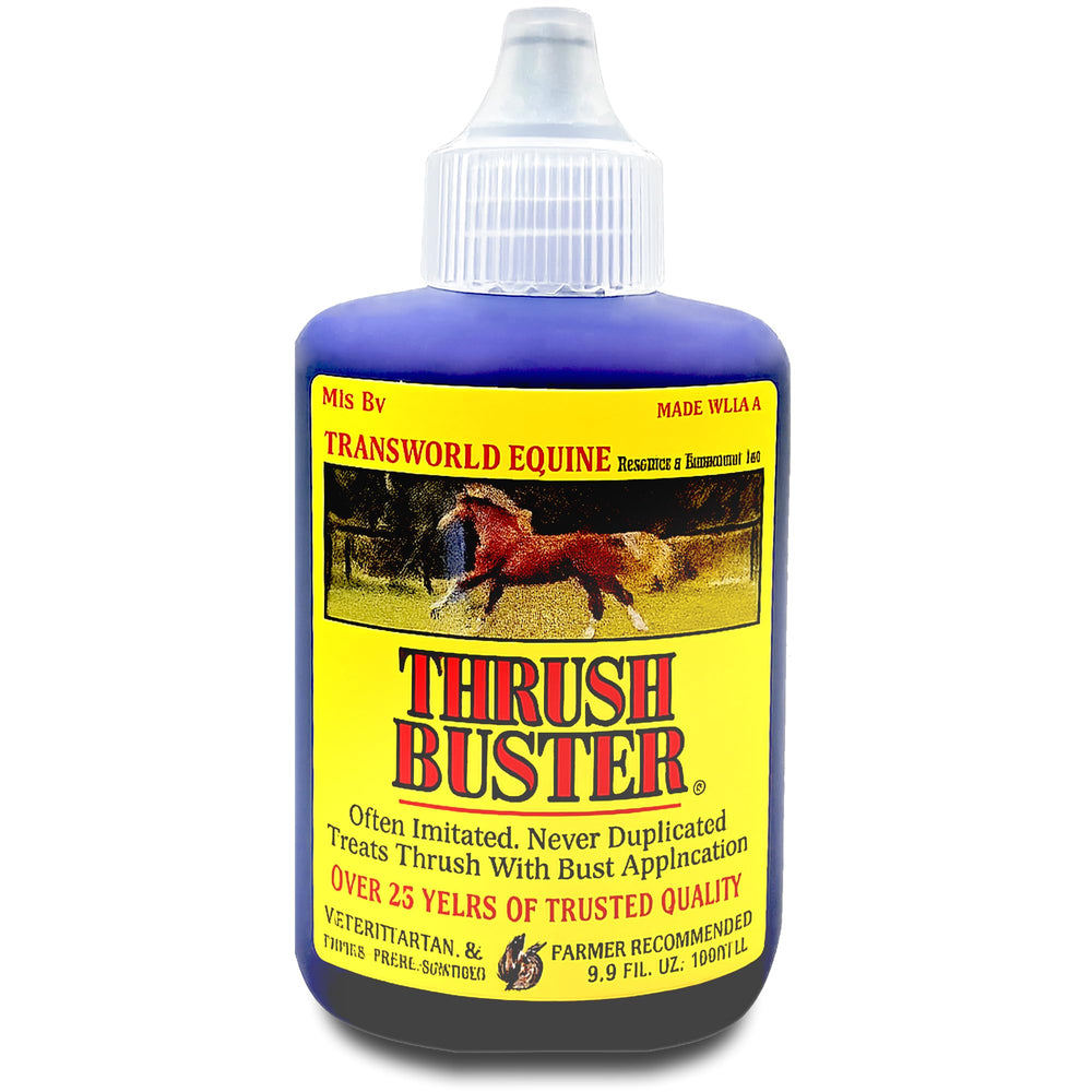 Thrush Buster bottle with precision applicator for targeted hoof care