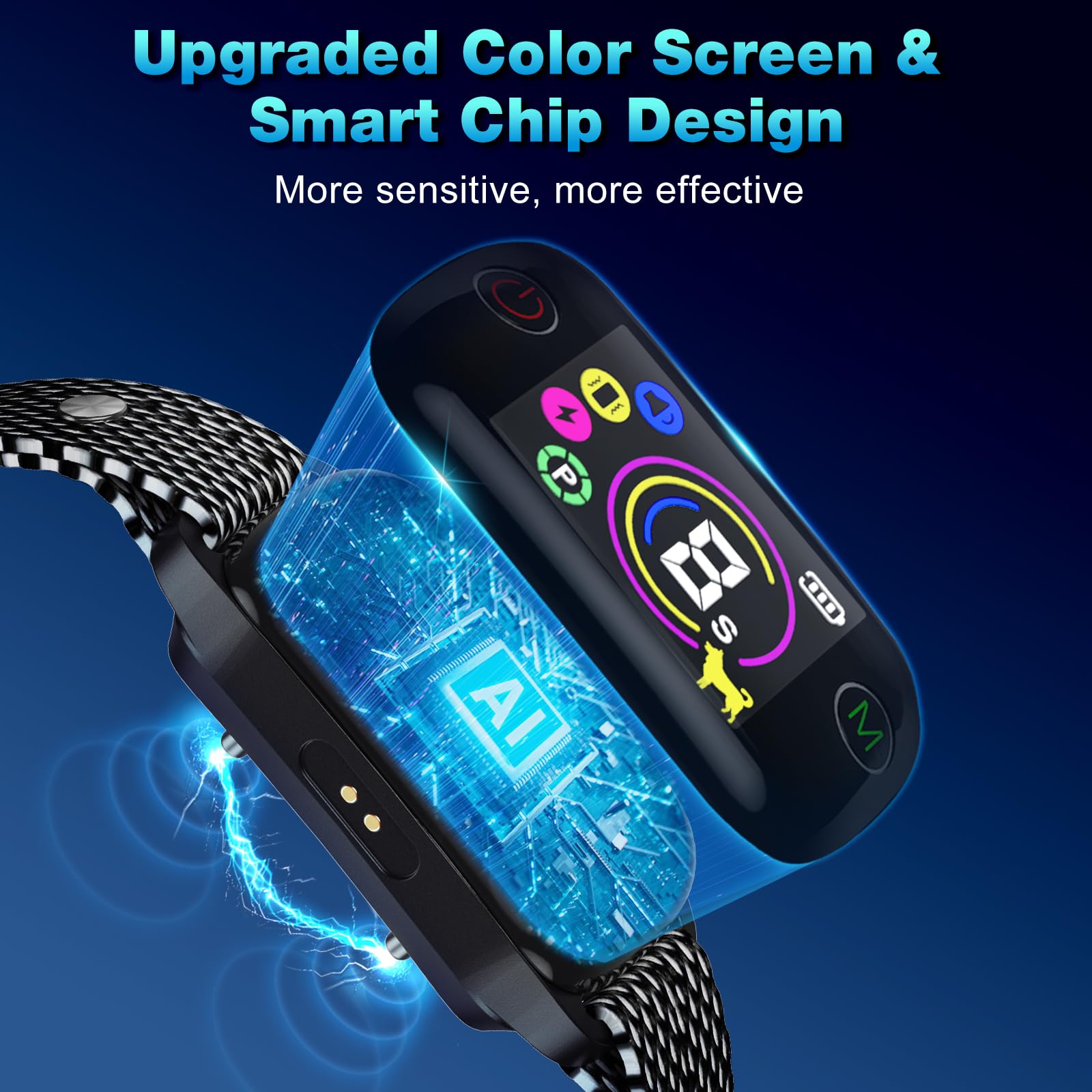 Thunbest bark collar shows eight sensitivity levels for precise corrections