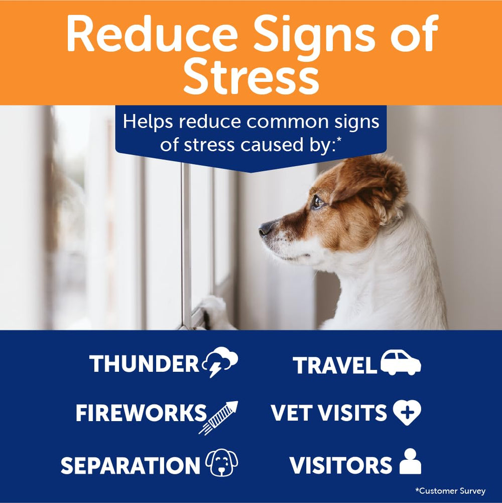 60-count bottle label emphasizes calming support for dogs.