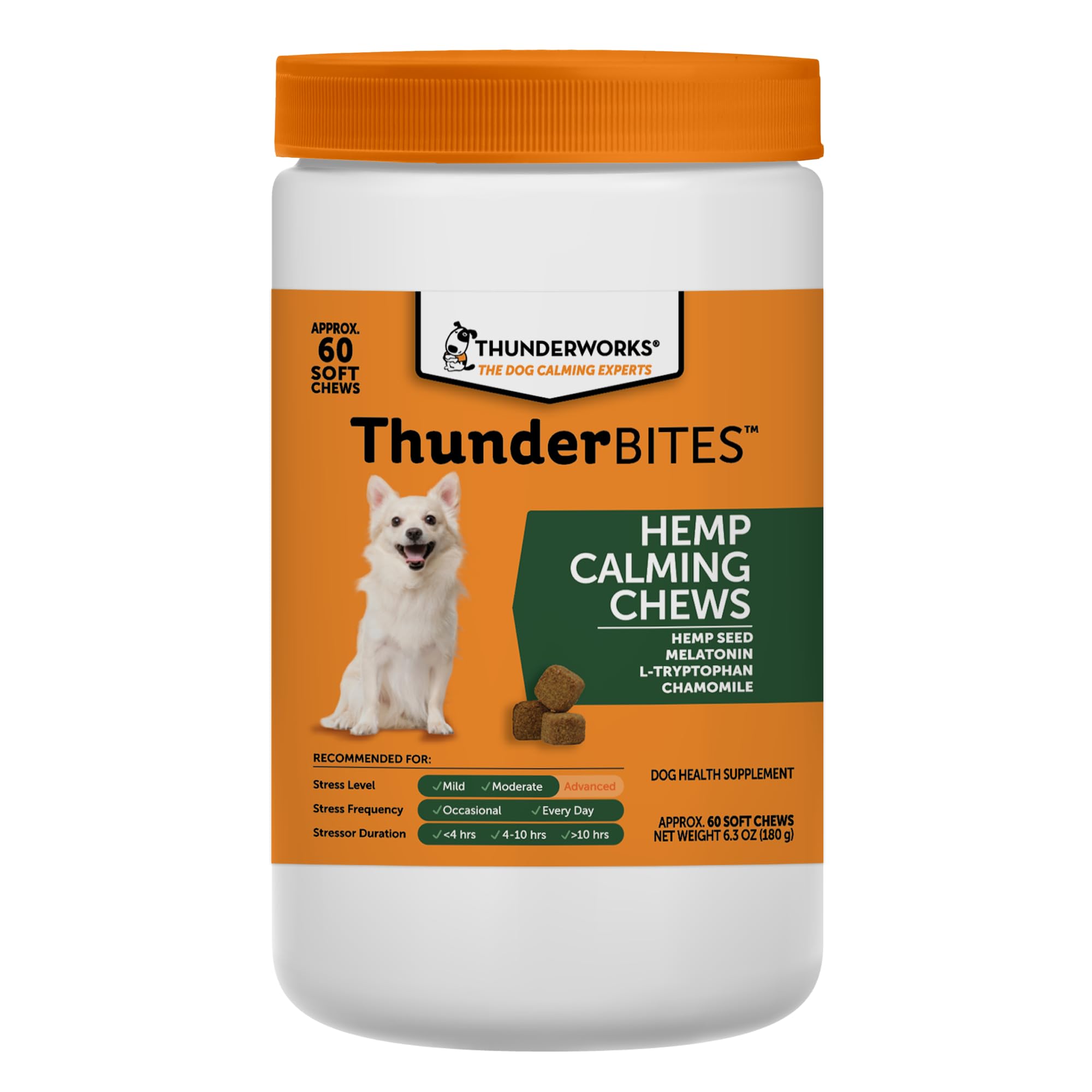 ThunderBites packaging helps calm dogs on busy days.