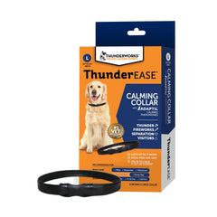 ThunderEase collar worn on a large dog for calming support.