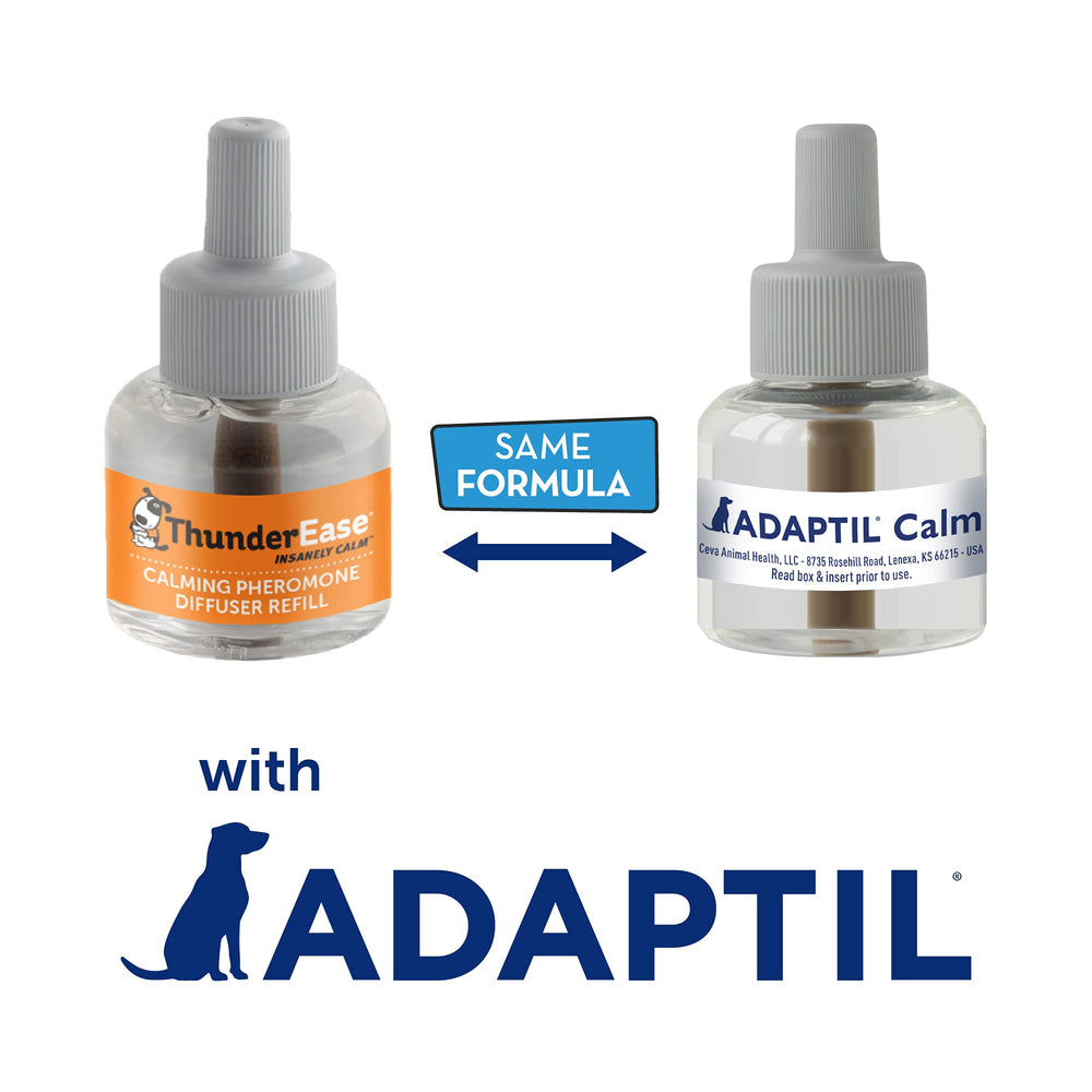 ThunderEase diffuser plugged in, releasing calming pheromones for anxious dogs.