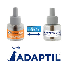 ThunderEase diffuser plugged in, releasing calming pheromones for anxious dogs.