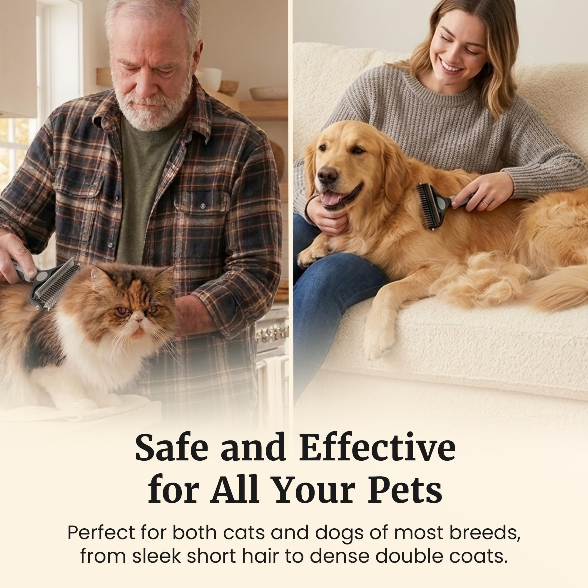 Thunderpaws D-Shedz safety-rounded edges protect skin during brushing.