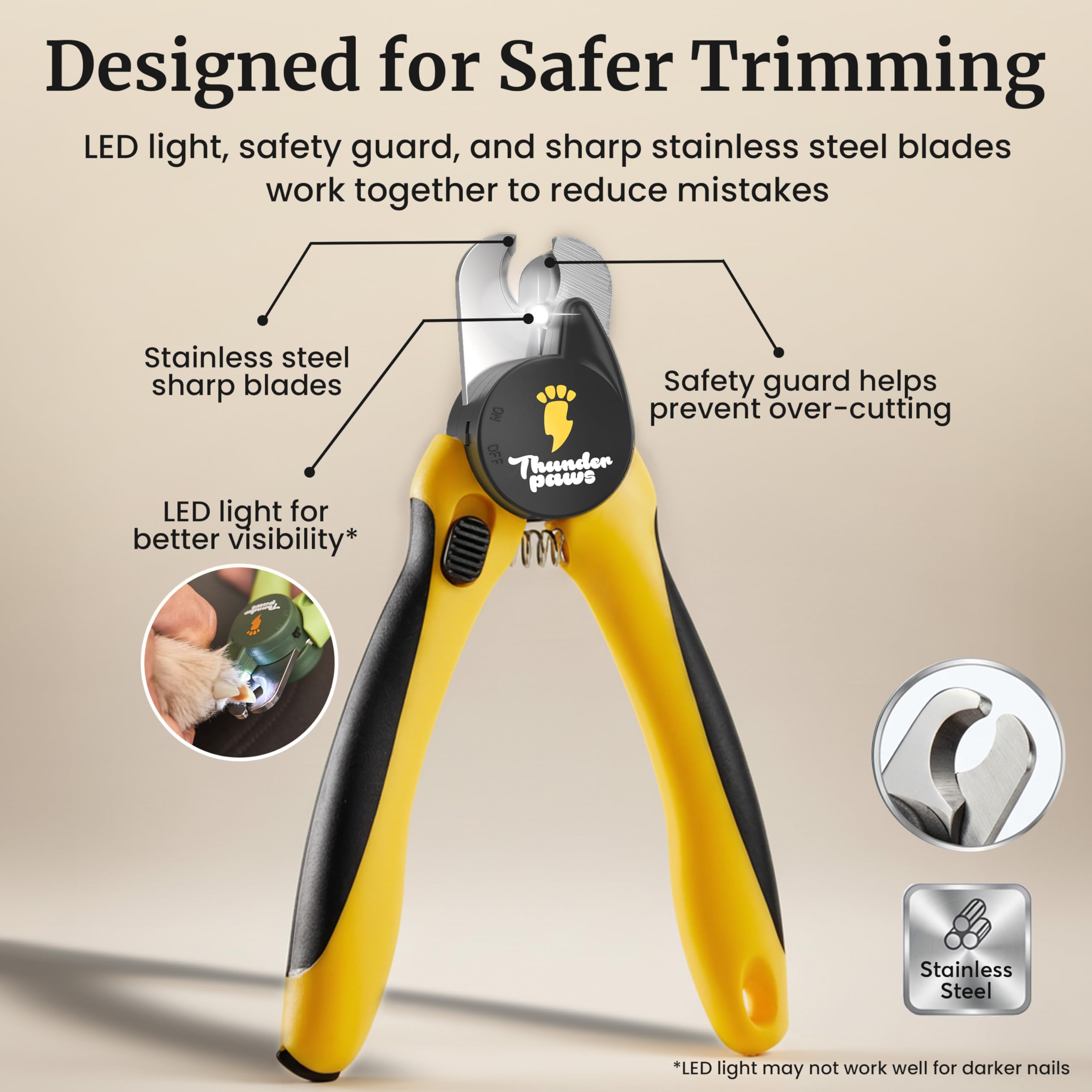 Thunderpaws protective guard prevents over trimming during nail care