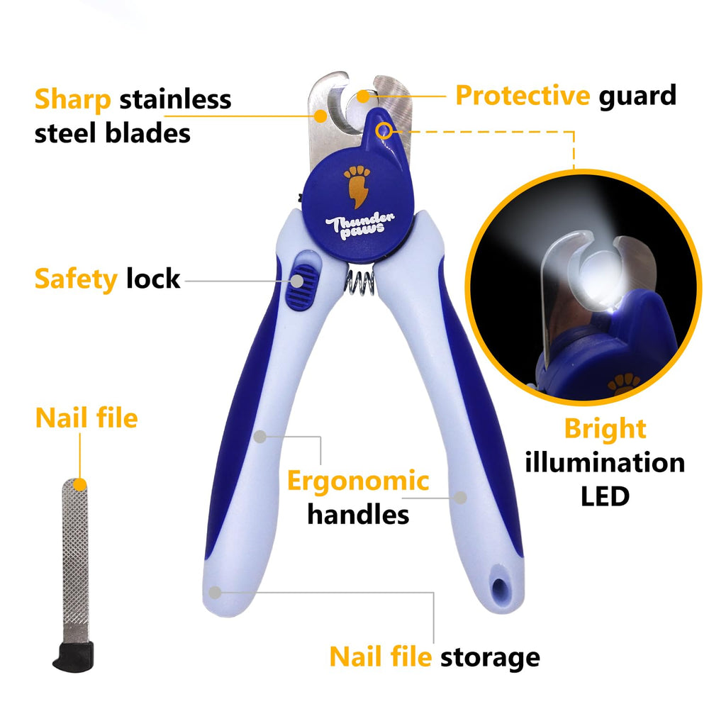Thunderpaws clippers handle thick nails on large dogs.