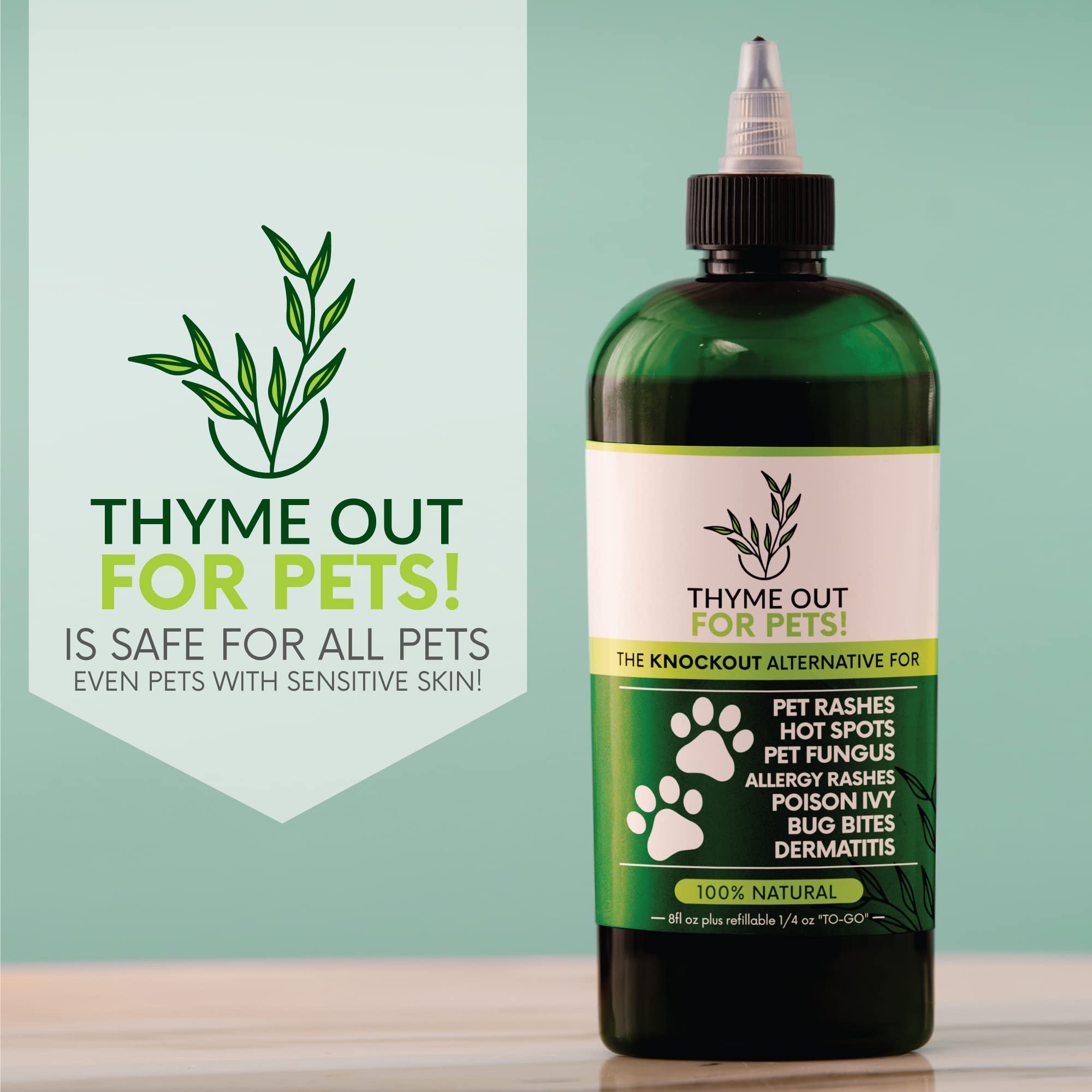 Thyme Out for Pets calming-aloe closeup suggests skin comfort