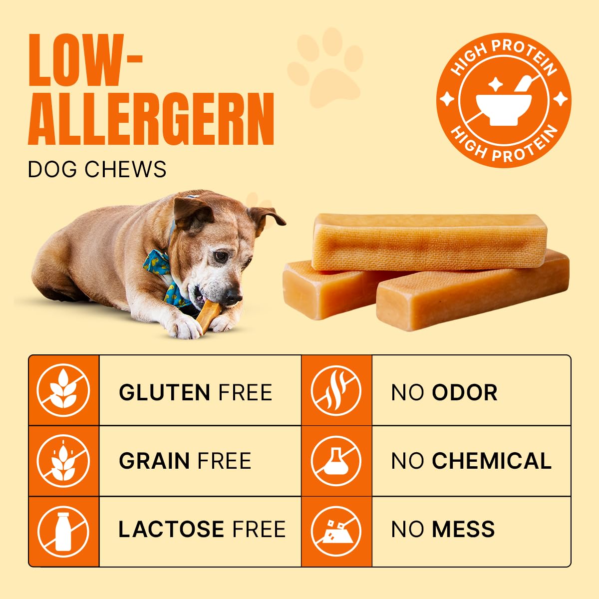 Tibetan Dog Chew Yak Cheese Sticks packaging highlights natural ingredients.