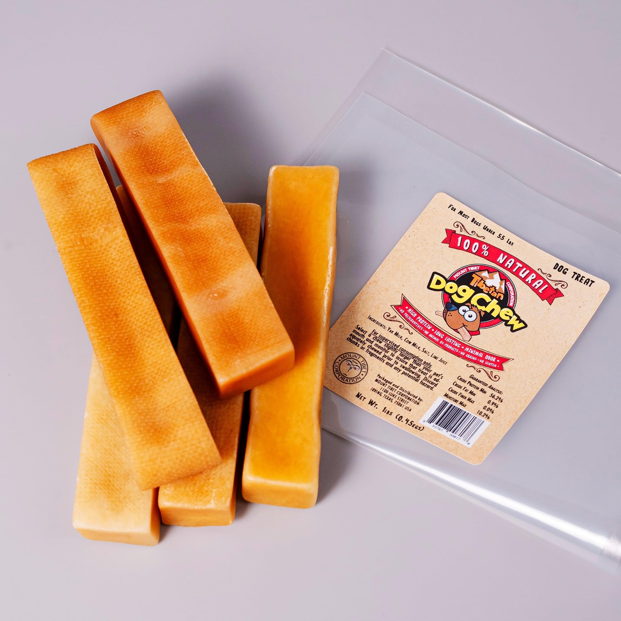 Tibetan Dog Chew Yak Cheese Sticks USA-made and packaged for freshness.