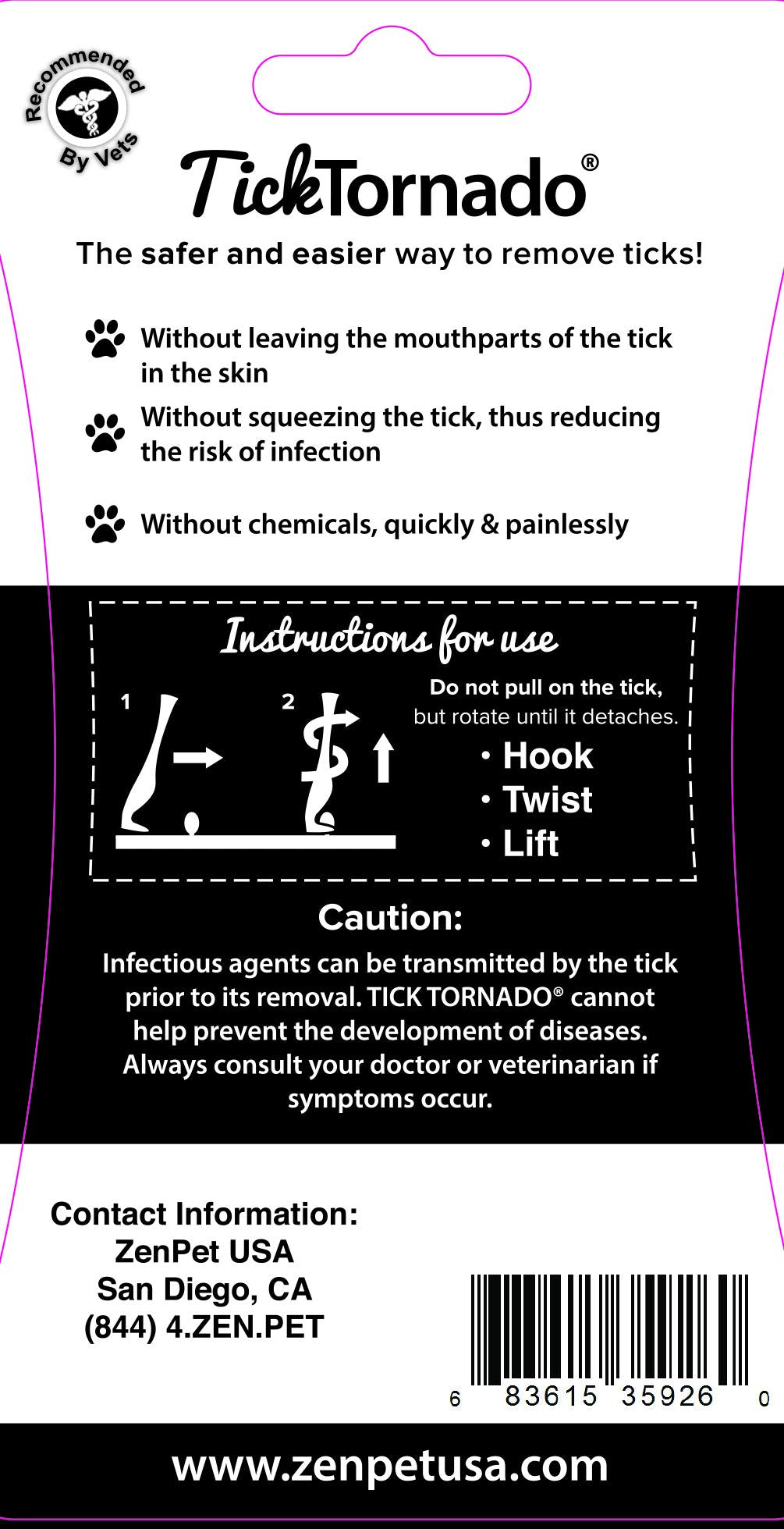 Tick Tornado ZenPet tick remover tool, vet-approved for pets and people.