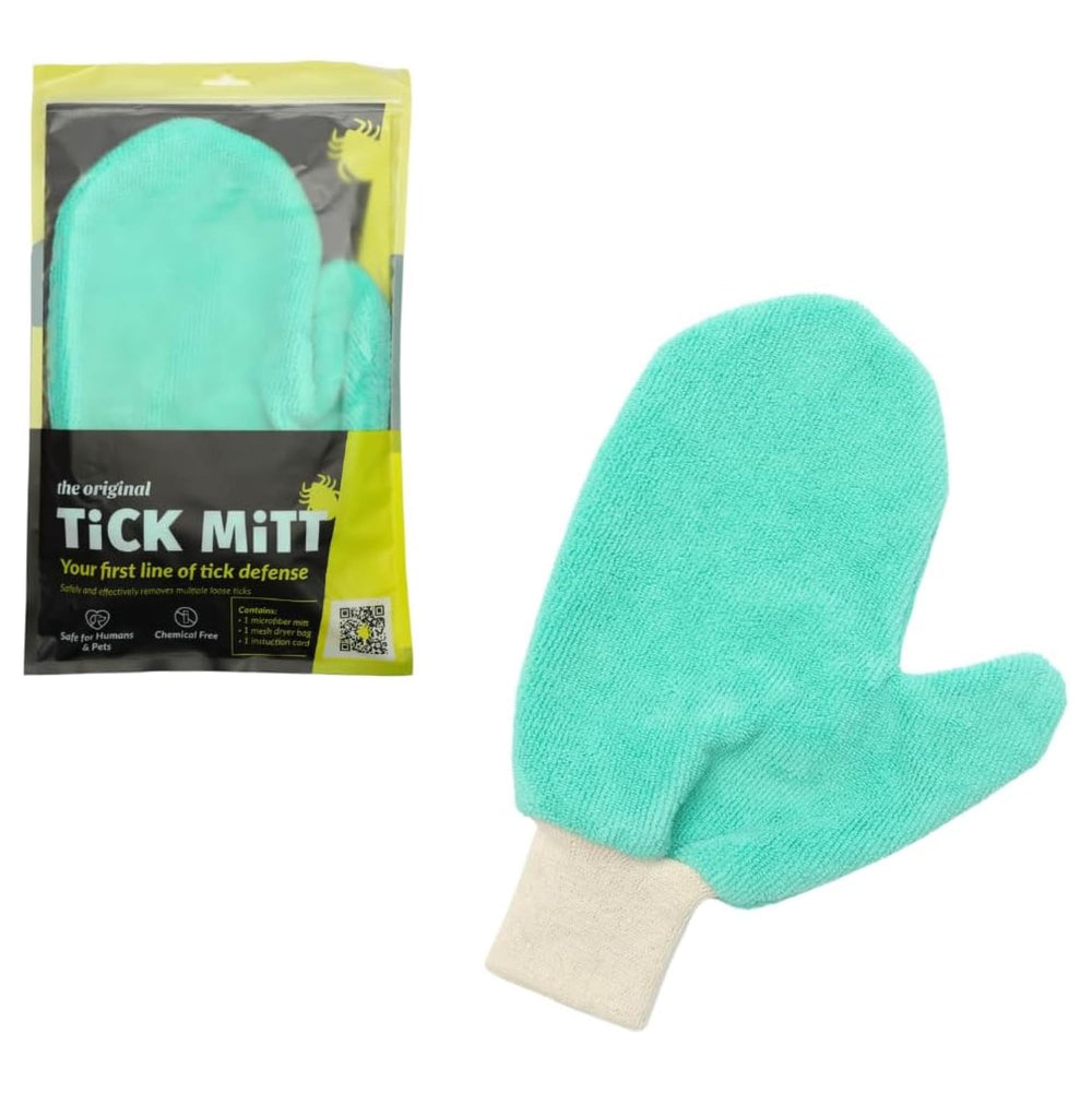 TiCK MiTT blue protective glove ready for tick removal on pets and people.