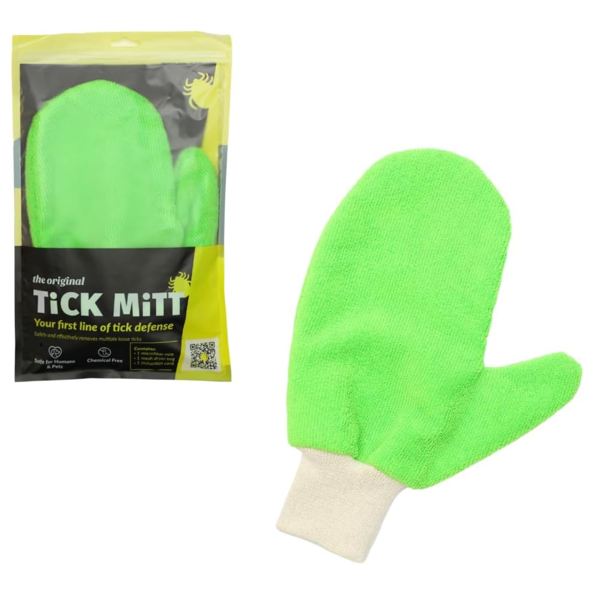 TiCK MiTT green tick removal glove on hand for chemical-free tick removal outdoors