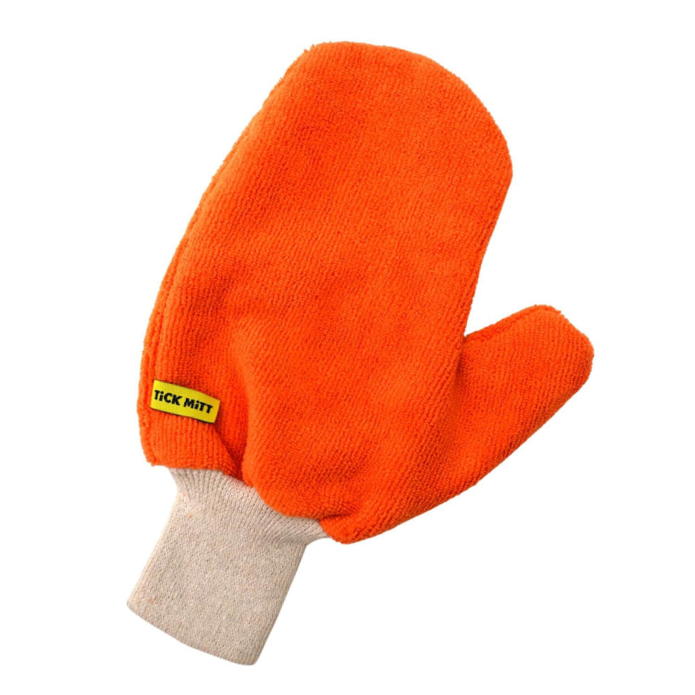 TiCK MiTT orange glove pack pocket for quick, chemical-free cleaning on the go