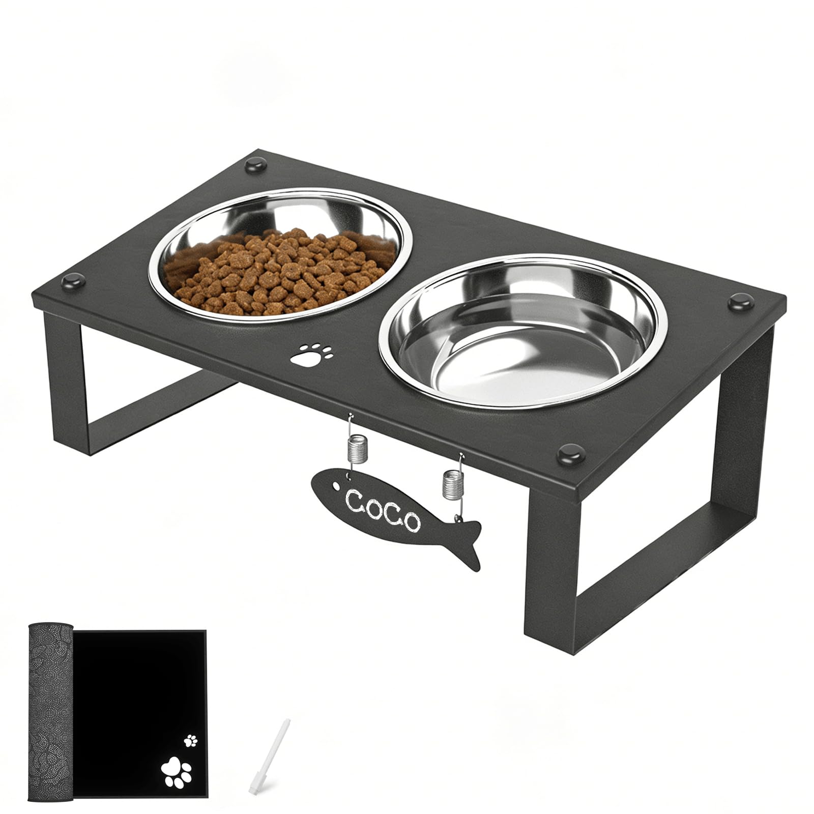 Compact mealtime station saves space and keeps feeding organized